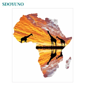 SDOYUNO Slike S Številkami Afriki 60x75cm Barvanje Z Številkami DIY brez okvirjev na platno Za Dom Dekor Digitalno Slikarstvo