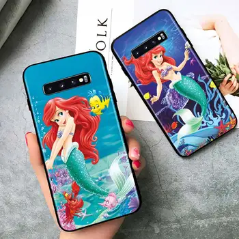 Morska deklica Princesa Srčkan za Samsung Galaxy S21 Ultra Plus Opomba 20 10 9 8 S9 S10 S8 S7 S6 Rob Plus Črn Telefon Primeru