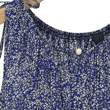 Nove Ženske Modni Rokavi Dolgo Obleko Trajne Bombaž Mešanica Poletje Priložnostne Cvetlični Sundresses za Večer, Stranka, Ženski Plaži Vestido