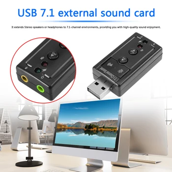7.1 Virtualni USB Zvočno Kartico Zunanji Zvočni Adapter za Namizni Prenosni računalnik 3.5 mm AUX vhod za Slušalke Mikrofon Pretvornik