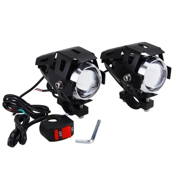 1 Ali 2PCS x Black U5 15W motorno kolo LED Smerniki Izposoja Smerniki Vožnje Meglo Spot Light Svetilka S Stikalom