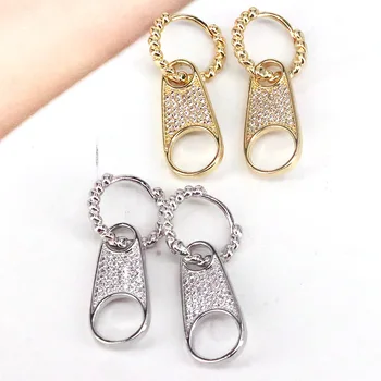 5Pairs Moda korejskem slogu zlato, srebro cz cirkonij zadrgo glavo puller hoop uhani za ženske 2021 Trendy