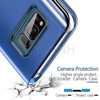 Luksuzni Ogledalo Flip Primeru Za Samsung Galaxy S20 S21 FE Plus Ultra S21Plus S21Ultra S20FE GalaxyS21 5G Magnetno Stojalo Coque