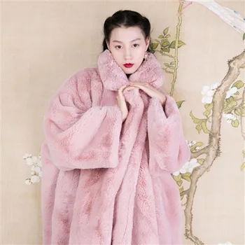 Zimski suknji velika velikost moda za ženske krzno plašč 2021 novo toplo Vrhnja oblačila imitacije mink Krzno & Specializiranimi za umetno Krzno, ženske fur coat JK216