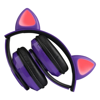 LED Mačje Uho šumov, Slušalke Mladih Otroci Slušalke Podpira TF Kartice 3,5 mm Vtič Z Mic Za Huawei Pc