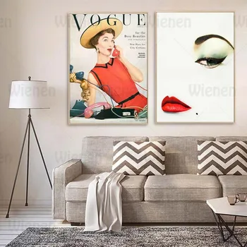 Vogue, Plakati, Platna Slikarstvo Vintage Moda Lady Revije Wall Art HD Tiskanje Fotografij Za dnevno Sobo Sodoben Dom Dekor