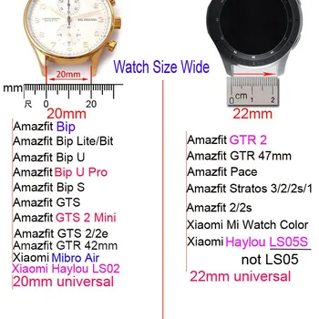 Watchband Za Xiaomi Huami Amazfit Bip U Pro S Lite GTS2 Mini GTR 2 Haylou Sončne LS05S LS02 Pašček Usnje Milanese Metal Band