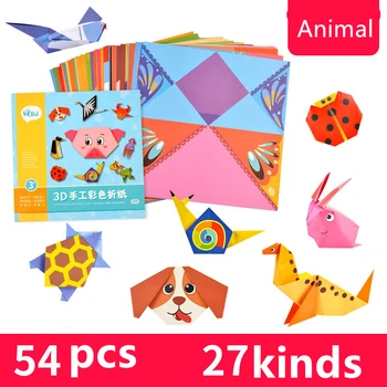54pcs Cartoon Živali Vzorec Origami Božična Darila Dom Origami Papir Otroci DIY Obrti Papir, Dvostranski Ustvarjalnosti za Otroke