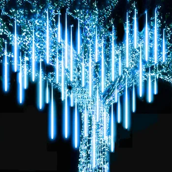 LED Meteor Tuš Dež Luči Počitnice Niz Luči Nepremočljiva Vrt Svetlobe 30 cm 50 cm 8 Cevi Božična Poroka Dekoracija