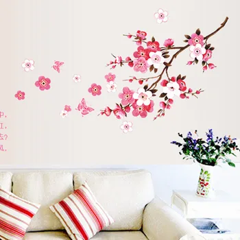 Lepa Roža Stenske Nalepke so Češnje Cvetovi DIY Doma Dekor Cherry Tree slike za Ozadje za TV, Kavč, Dnevna Soba, Spalnica Izmenljive