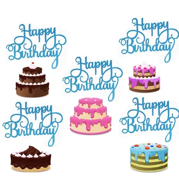 50pcs Gittler Happy Birthday Cake Pokrivalo Bling Iskrico Dekoracijo Prijavite Torto Pokrivalo za Rojstni dan Dekor Cupcake Torto Odlikovanja
