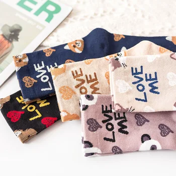 Živali tiskanja kawaii srčkan korejskem slogu žensk mačka panda bombaž calcetines meias mulher skarpetki calcetas nogavica božično darilo