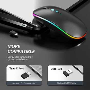 2.4 G Wireless Mouse Računalnik Optična Miška Z USB In Tip-C Sprejemnik Self-vhoda Vgrajen 450 Ma Polimer Baterija
