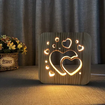 Acecorner Creative 3D Lesene Noč Svetlobe DIY Srce LED USB Živali Lučka Novost Otrok Spalnica Dekor Lampara Tabela Otrok Darilo