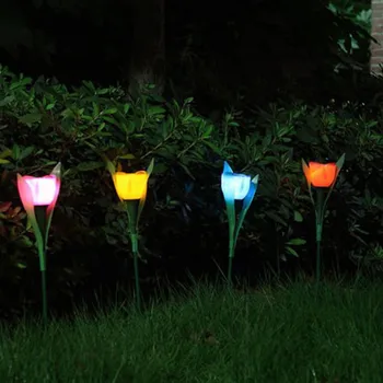 Na prostem sončne LED tulipanov cvet svetlobe vrt vrt barva svetlobe tulipanov travnik svetlobe 4pcs, naključno barvo cestno svetilko, Pokrajina luči