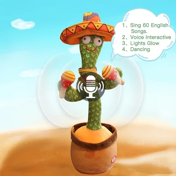 Ples Kaktus Elektronov Plišastih Igrač Mehki Pliš Lutka Dojenčki Kaktus, Ki Lahko Peli In Plesali Glas Interaktivni Bled Stark Igrača Za Otroka