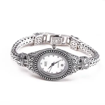 2019 Novo 925 sterling srebrni nakit Tajski srebro gledam ženski Indonezijski slog žensk zapestnico watch