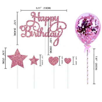 22pcs Rose Zlata Torto Toppers DIY Konfeti Balon Torta Dekor Star Cupcake Dekor Odraslih Rojstni dan December Happy Birthday Dekor Fant Dekle