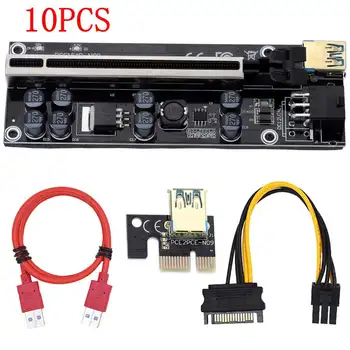 10pcs VER009S Plus PCI-E PCIE Riser 009s 6pin PCI Express Adapter za kartico Molex USB 3.0 Kabel 1X 16X Extender