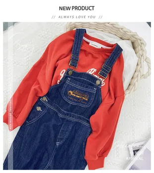 Otroci, Dekleta, Oversize Jeans Obleka 8 10 leta 2021 Pomlad Auutumn Moda Teen Dekleta Oblačila