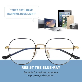 AOFLY blagovne Znamke Anti Modra Svetloba Očala Gaming Računalnik Ženske Retro Krog Kovinski Okvir Modra Blokiranje Očala Ženska Očala Moški